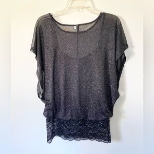 Maurices Black Sheer Lace Blouse